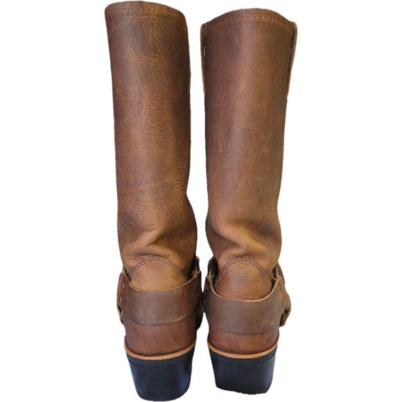EUC Frye Tan Leather Harness 12R Mid Calf Square Toe Boots Engineer Biker 6M - Picture 4 of 16